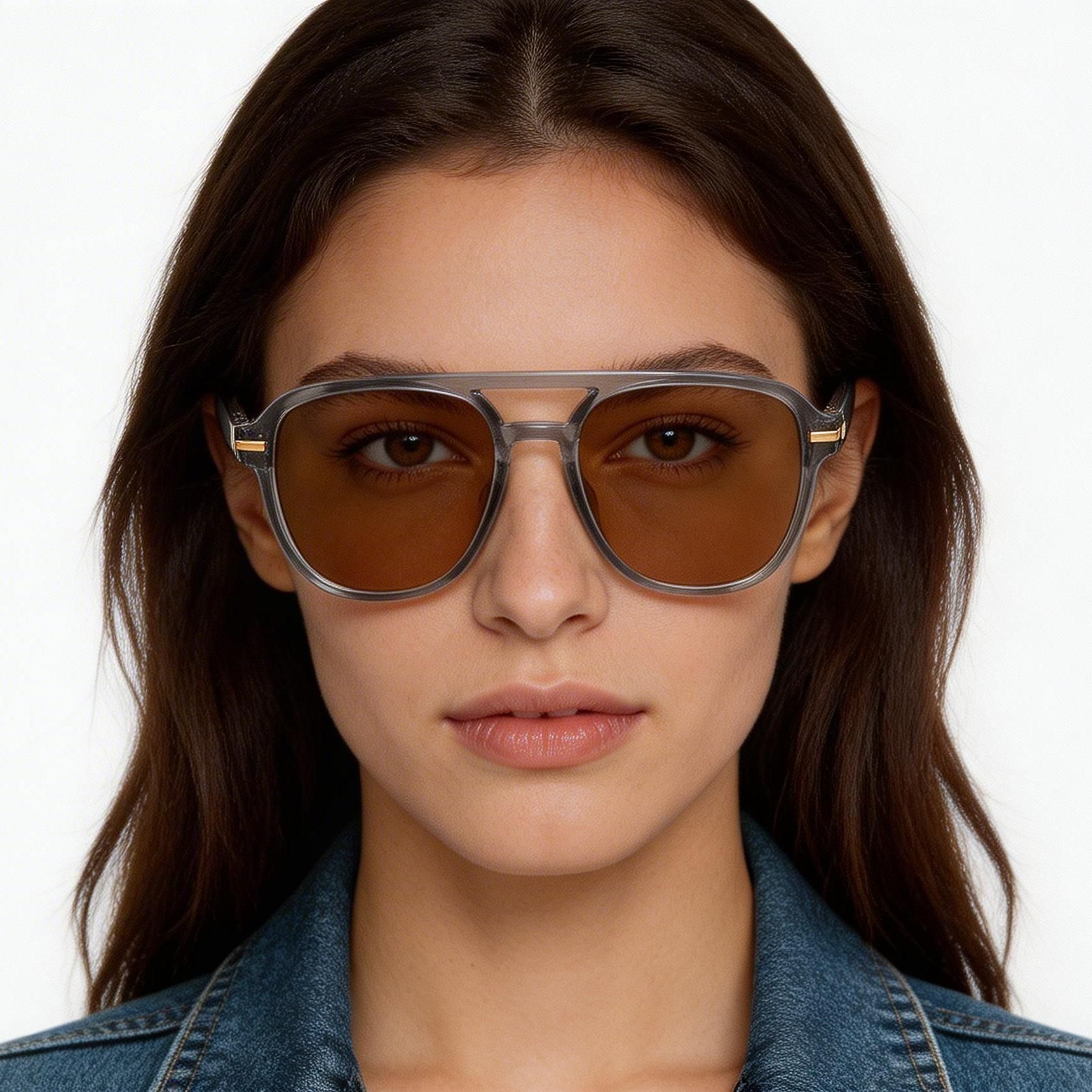 Lunettes de soleil aviateur en plastique gris #BS2503-0293