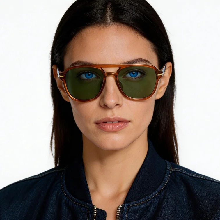 Aviator-Sonnenbrille aus braunem Kunststoff #BS2503-0294