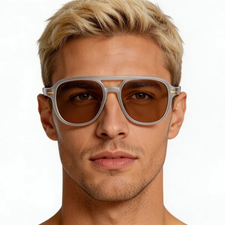Occhiali da sole modello aviatore in plastica grigia #BS2503-0295