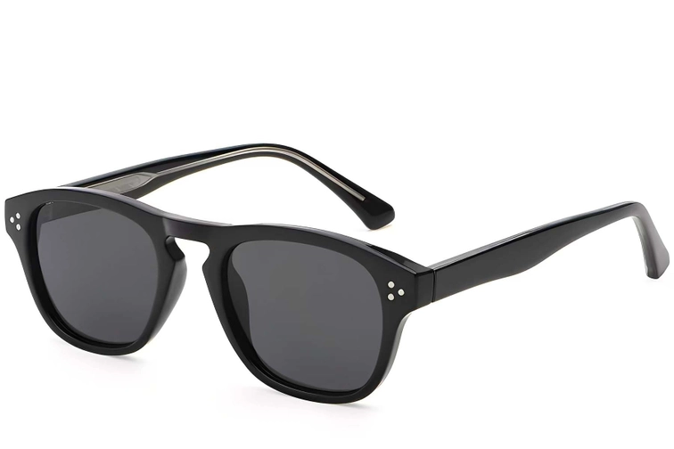 Rectangular Black Plastic Sunglasses #BS2503-0296