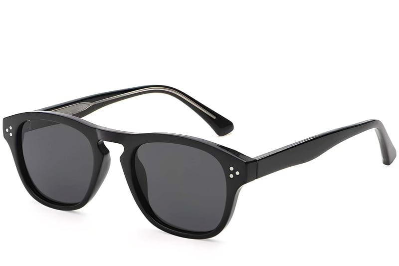 Rectangular Black Plastic Sunglasses #BS2503-0296