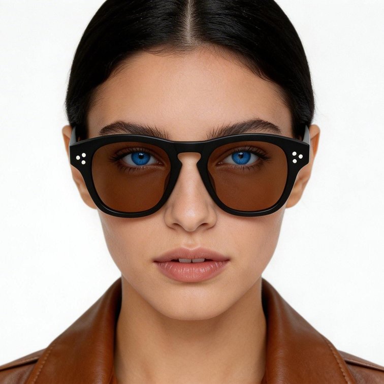Rectangular Black Plastic Sunglasses #BS2503-0297