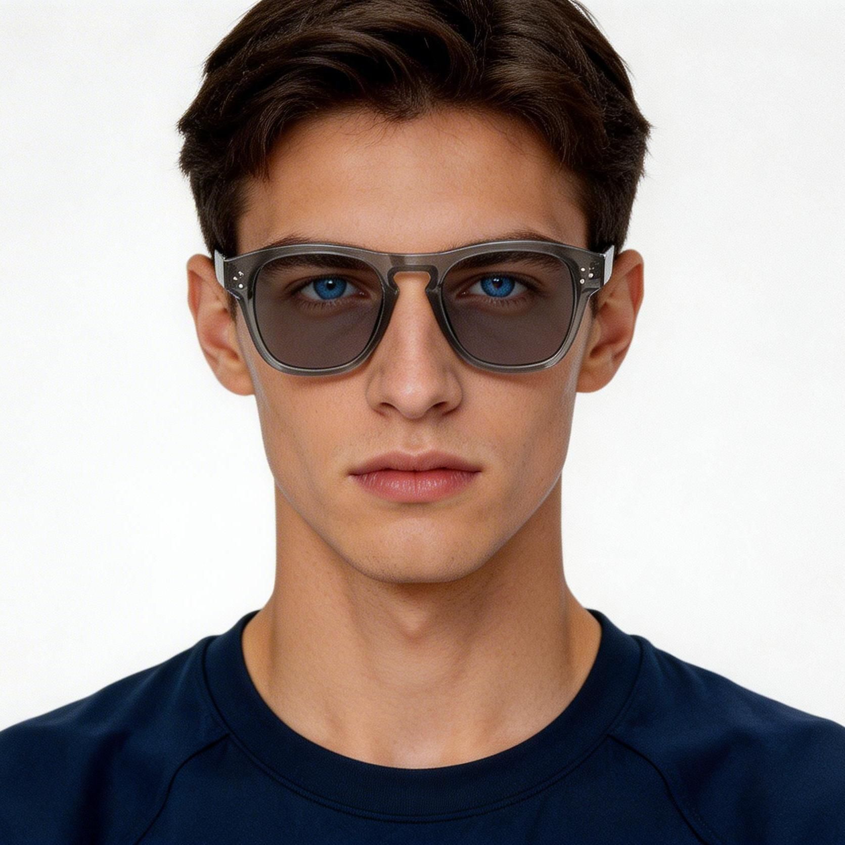 Gafas de sol rectangulares de plástico gris #BS2503-0298