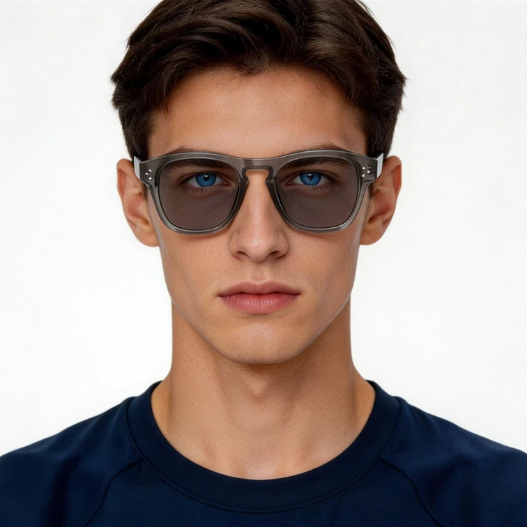 Rechteckige graue Kunststoff-Sonnenbrille #BS2503-0298