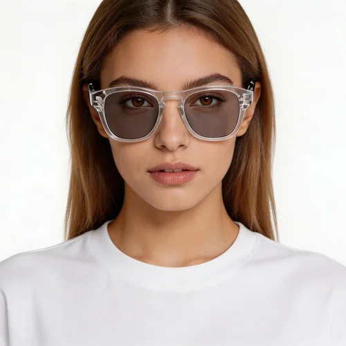 Lunettes de soleil rectangulaires en plastique transparent #BS2503-0301