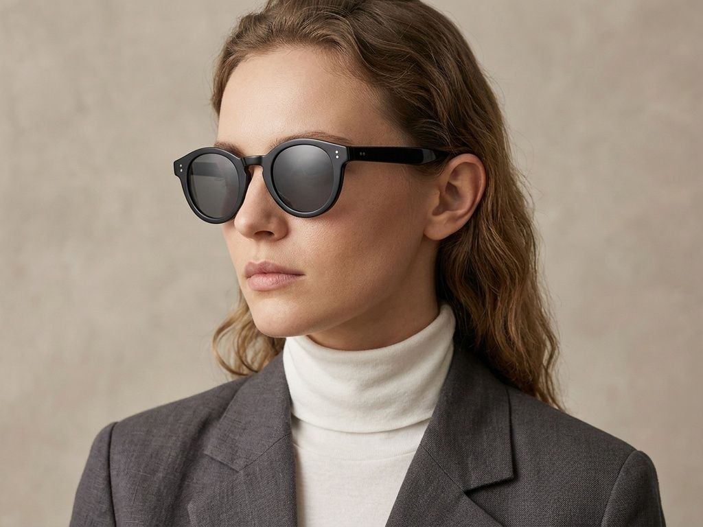 Lunettes de soleil ovales en plastique noir #BS2503-0302