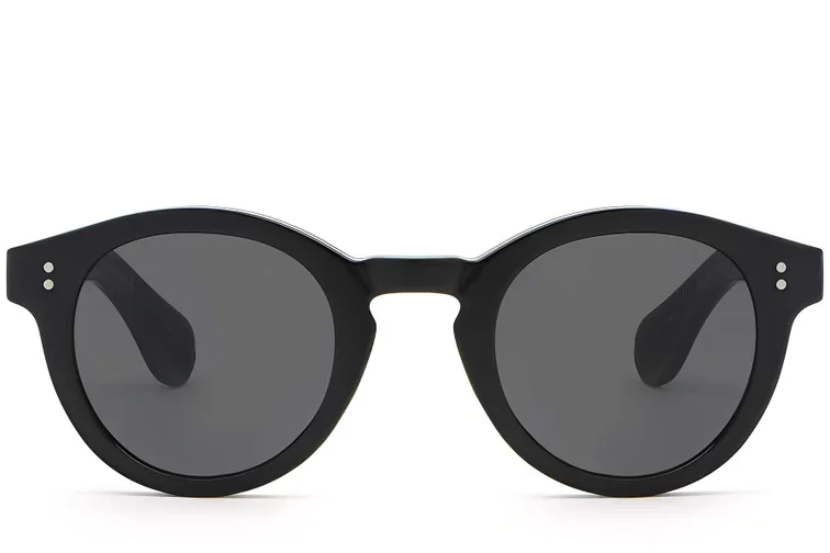 Lunettes de soleil ovales en plastique noir #BS2503-0302