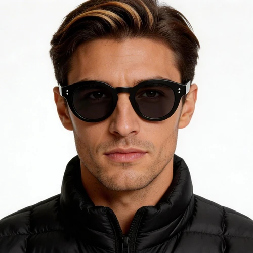 Occhiali da sole ovali in plastica nera #BS2503-0302