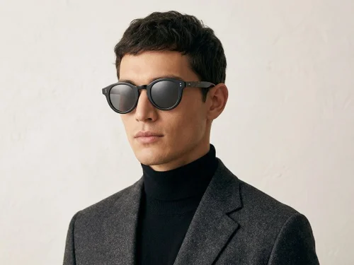 Lunettes de soleil ovales en plastique noir #BS2503-0304