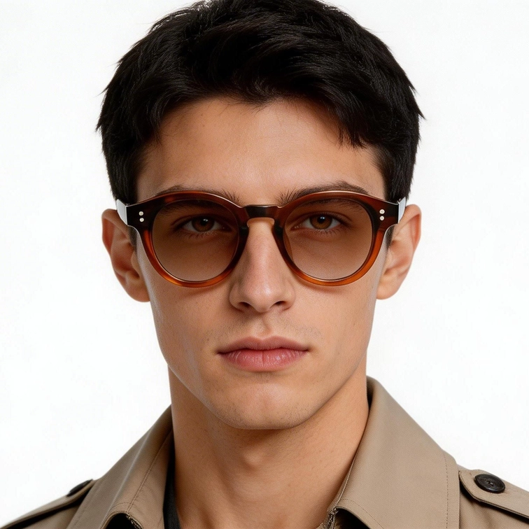 Lunettes de soleil ovales en plastique marron #BS2503-0306