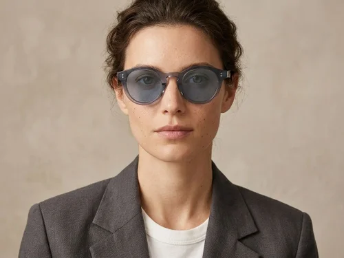 Lunettes de soleil ovales en plastique bleu #BS2503-0307