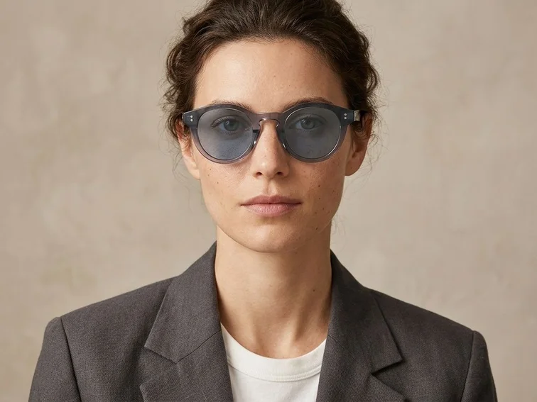 Oval Blue Plastic Sunglasses #BS2503-0307