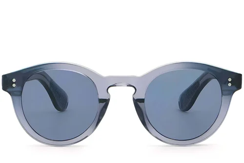 Lunettes de soleil ovales en plastique bleu #BS2503-0307