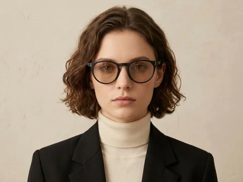 Lunettes de soleil ovales en plastique noir #BS2503-0308