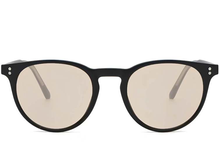 Lunettes de soleil ovales en plastique noir #BS2503-0308