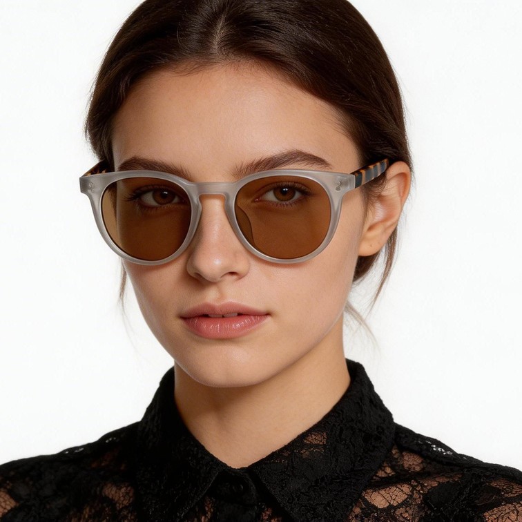 Gafas de sol ovaladas de plástico gris #BS2503-0311