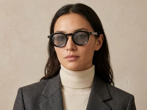 Lunettes de soleil ovales en plastique noir #BS2503-0312