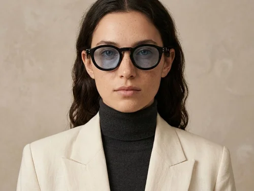 Lunettes de soleil ovales en plastique noir #BS2503-0313