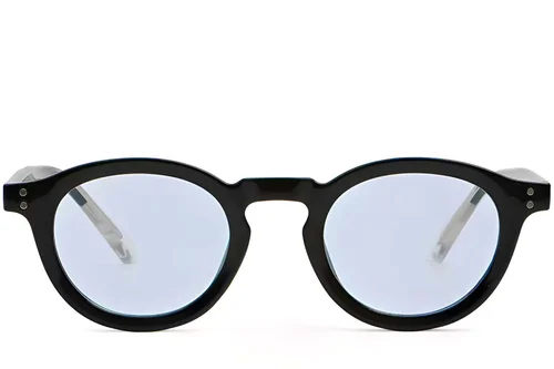 Lunettes de soleil ovales en plastique noir #BS2503-0313