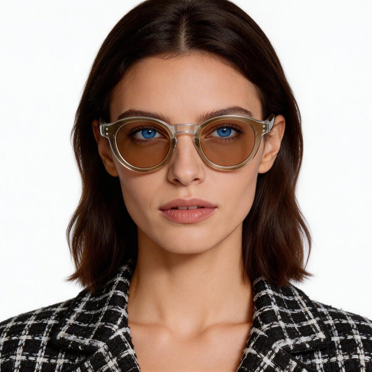 Gafas de sol ovaladas de plástico marrón n.° BS2503-0314