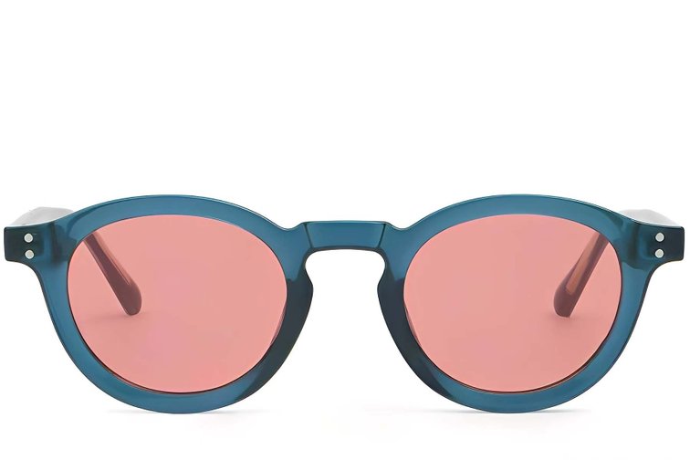 Lunettes de soleil ovales en plastique bleu #BS2503-0315