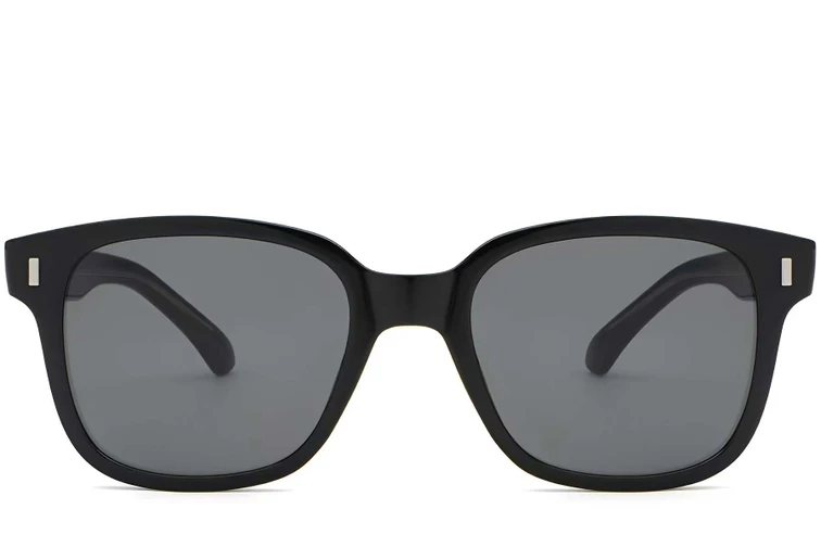 Rectangular Black Plastic Sunglasses #BS2503-0317