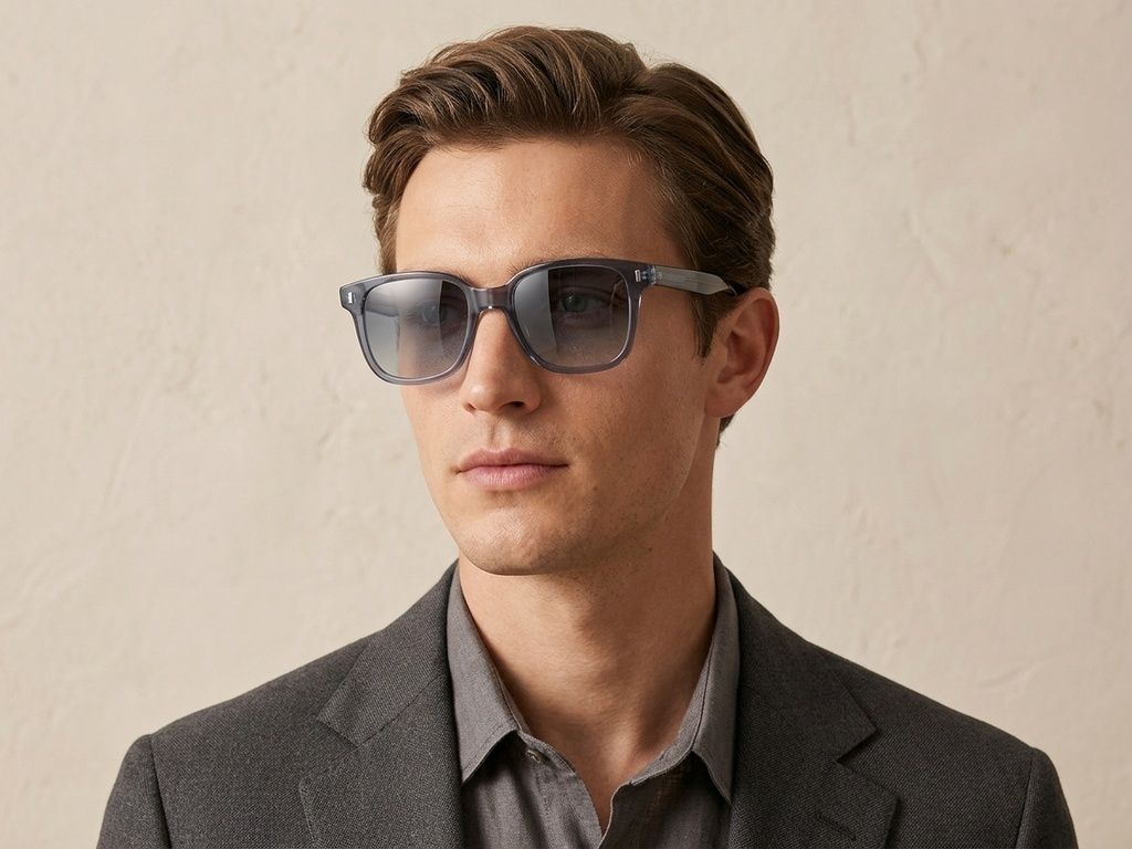 Rectangular Blue Plastic Sunglasses #BS2503-0318