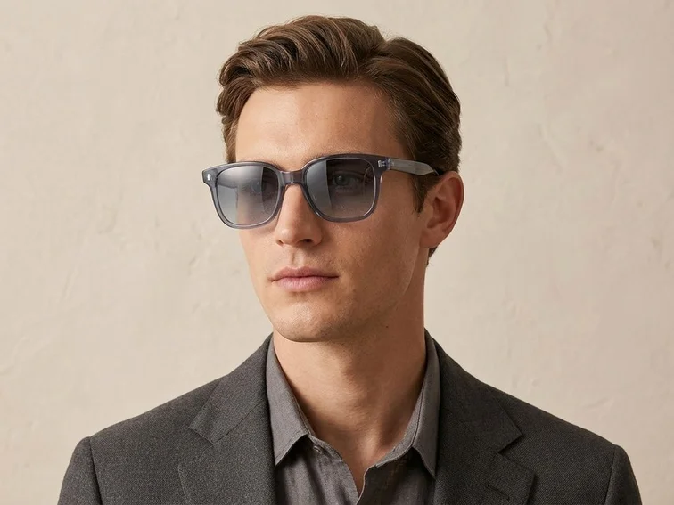 Rectangular Blue Plastic Sunglasses #BS2503-0318