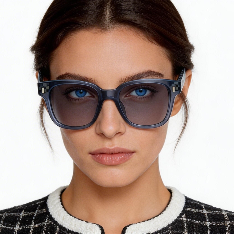 Rectangular Blue Plastic Sunglasses #BS2503-0318
