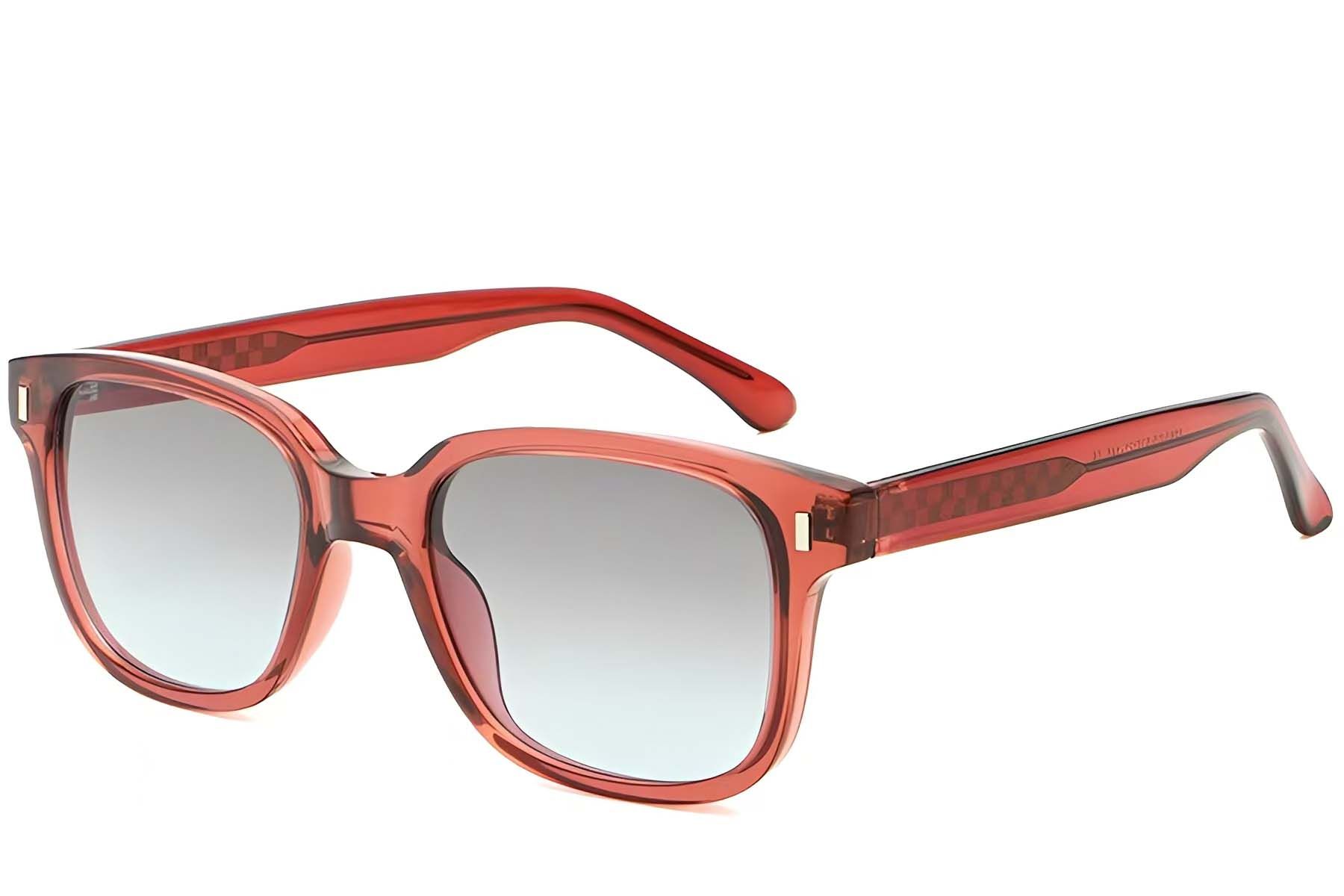 Rectangular Red Plastic Sunglasses #BS2503-0321