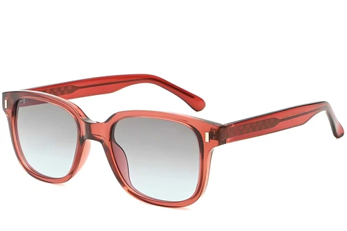 Rectangular Red Plastic Sunglasses #BS2503-0321