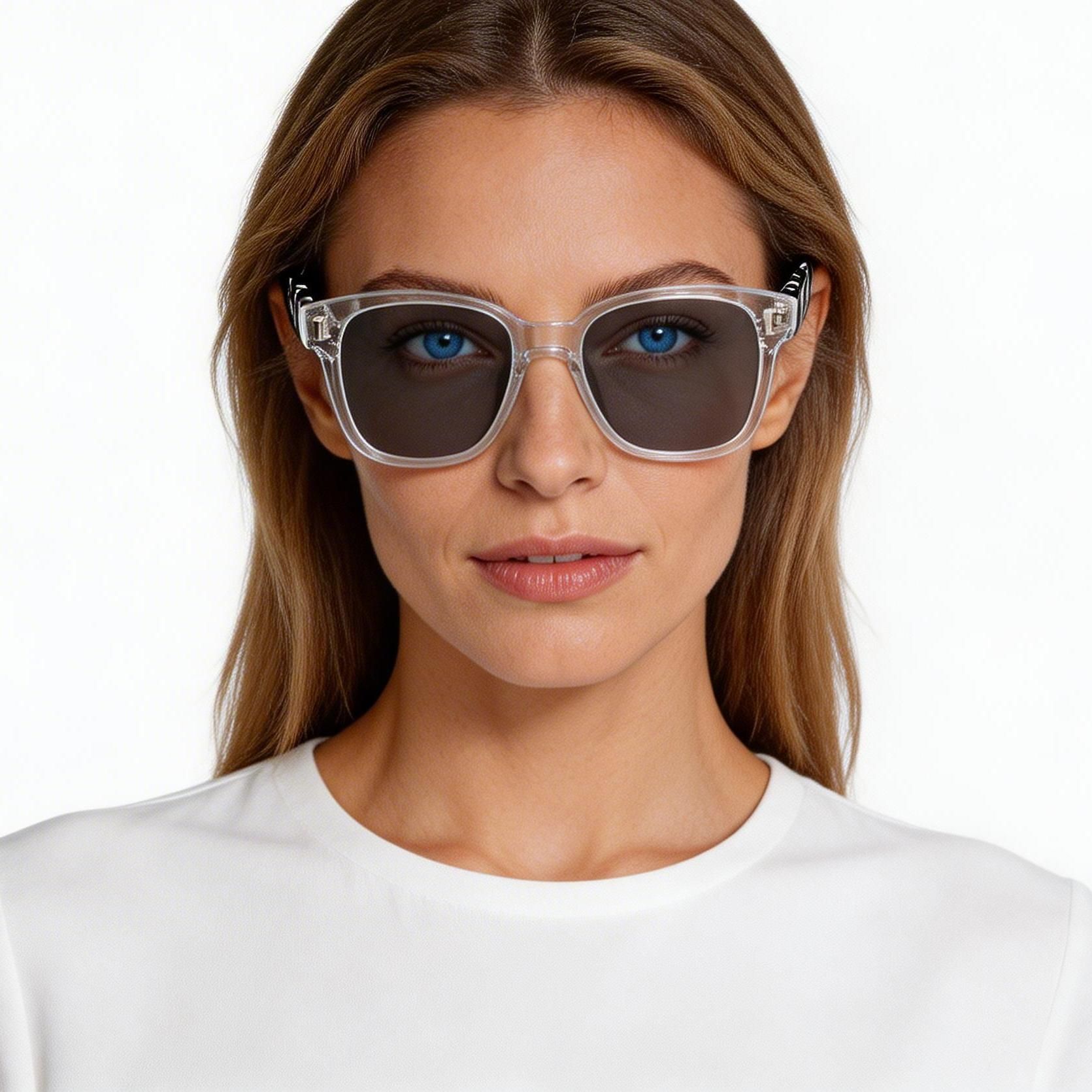 Gafas de sol rectangulares de plástico transparente #BS2503-0322