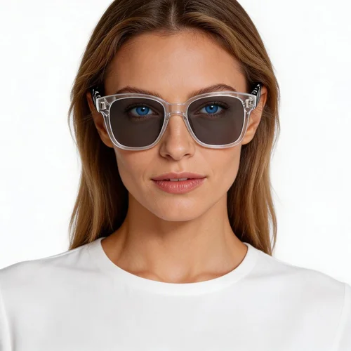 Lunettes de soleil rectangulaires en plastique transparent #BS2503-0322