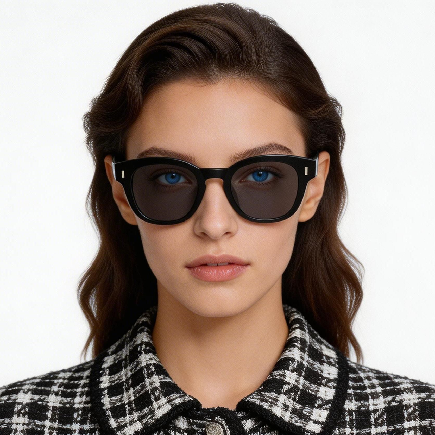 Oval Black Plastic Sunglasses #BS2503-0323