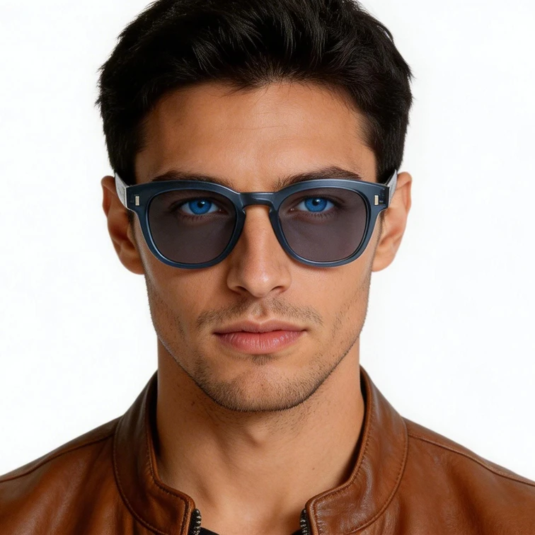 Ovale blaue Kunststoff-Sonnenbrille #BS2503-0324