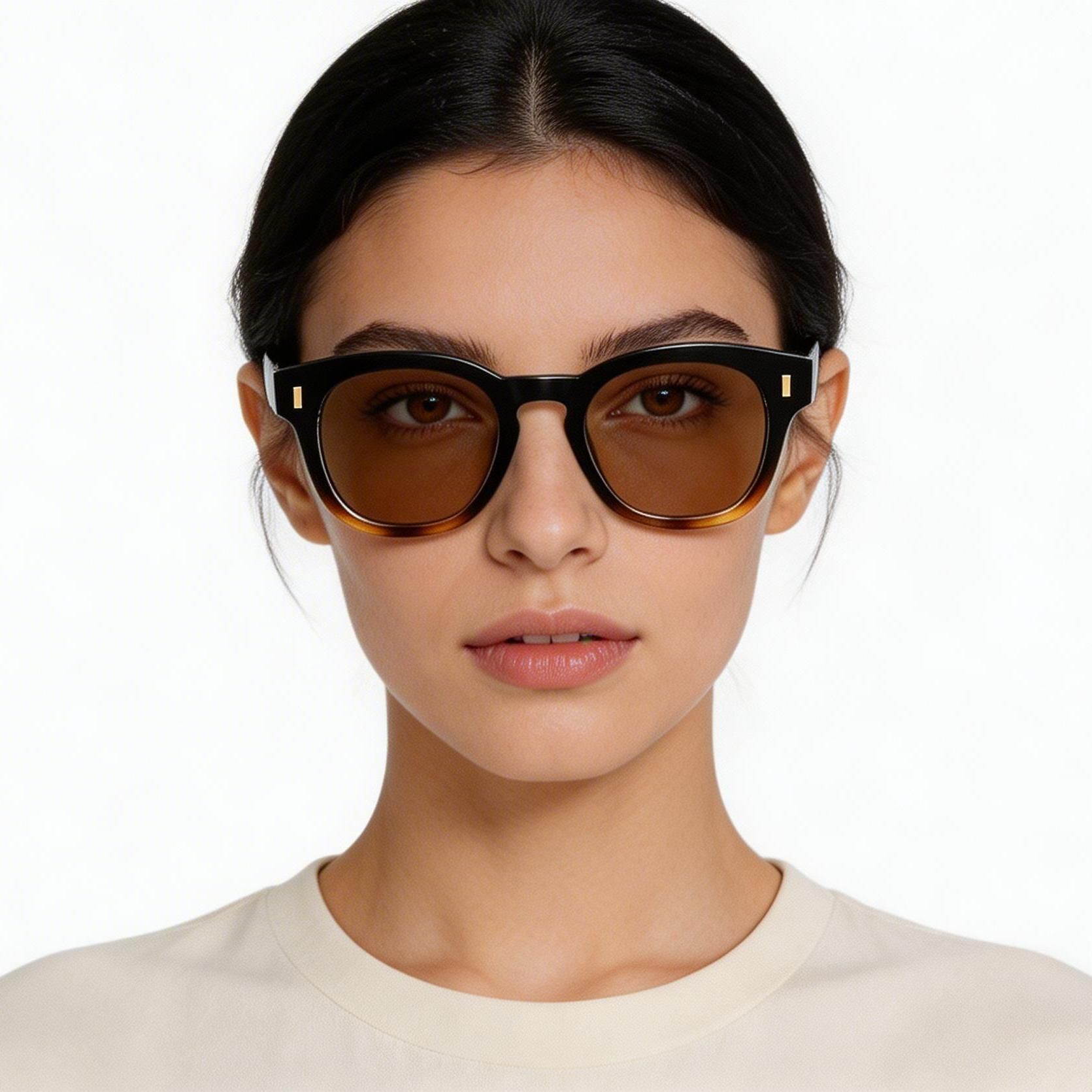 Gafas de sol ovaladas de plástico con diseño de carey n.° BS2503-0325