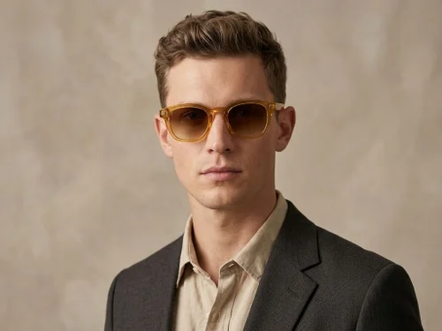 Lunettes de soleil ovales en plastique jaune #BS2503-0327