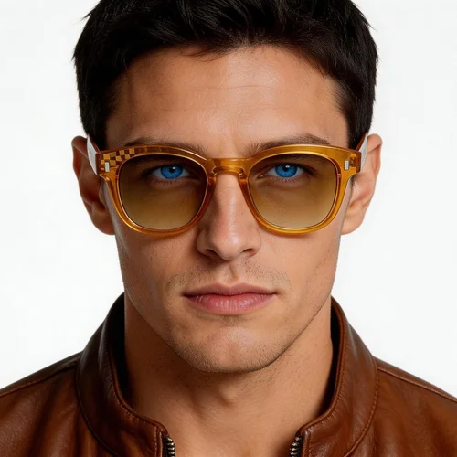 Lunettes de soleil ovales en plastique jaune #BS2503-0327