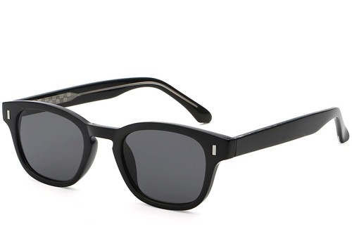 Lunettes de soleil ovales en plastique noir #BS2503-0329