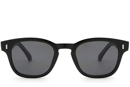 Lunettes de soleil ovales en plastique noir #BS2503-0329