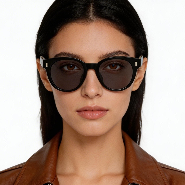 Gafas de sol ovaladas de plástico negro n.° BS2503-0334