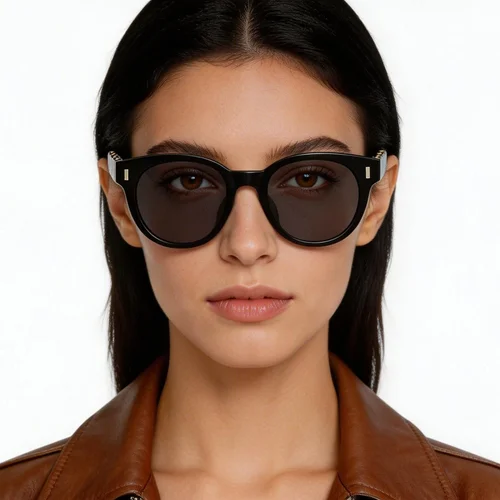 Lunettes de soleil ovales en plastique noir #BS2503-0334