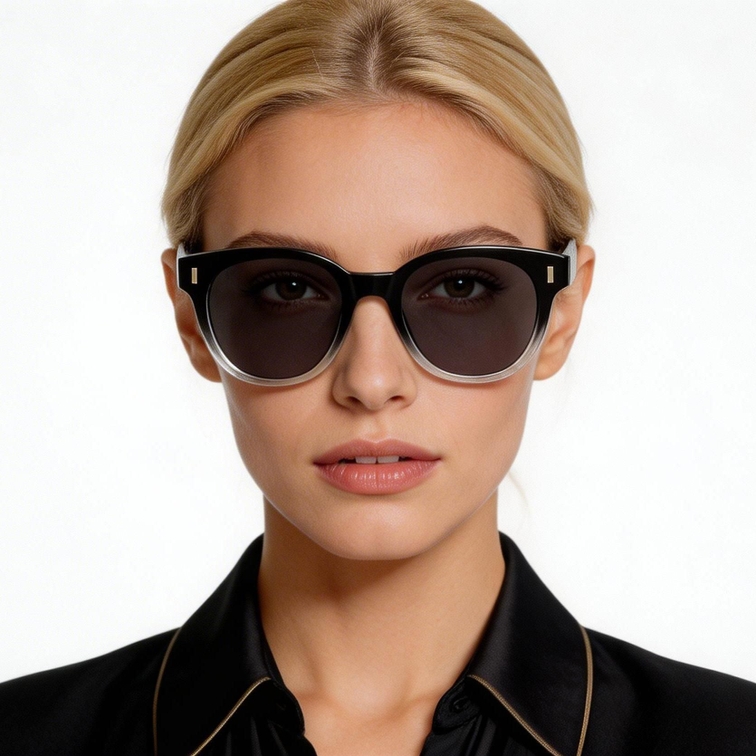 Ovale schwarze Kunststoff-Sonnenbrille #BS2503-0335