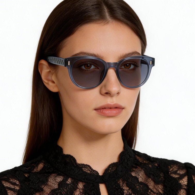 Gafas de sol ovaladas de plástico azul #BS2503-0336