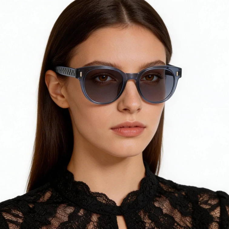 Oval Blue Plastic Sunglasses #BS2503-0336