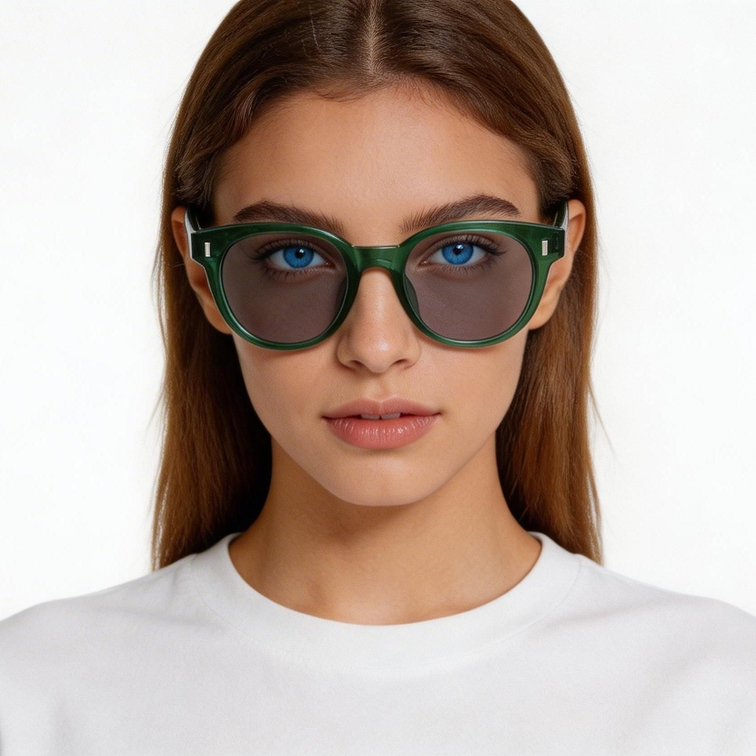 Oval Green Plastic Sunglasses #BS2503-0338