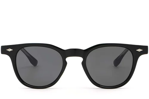 Lunettes de soleil ovales en plastique noir #BS2503-0340
