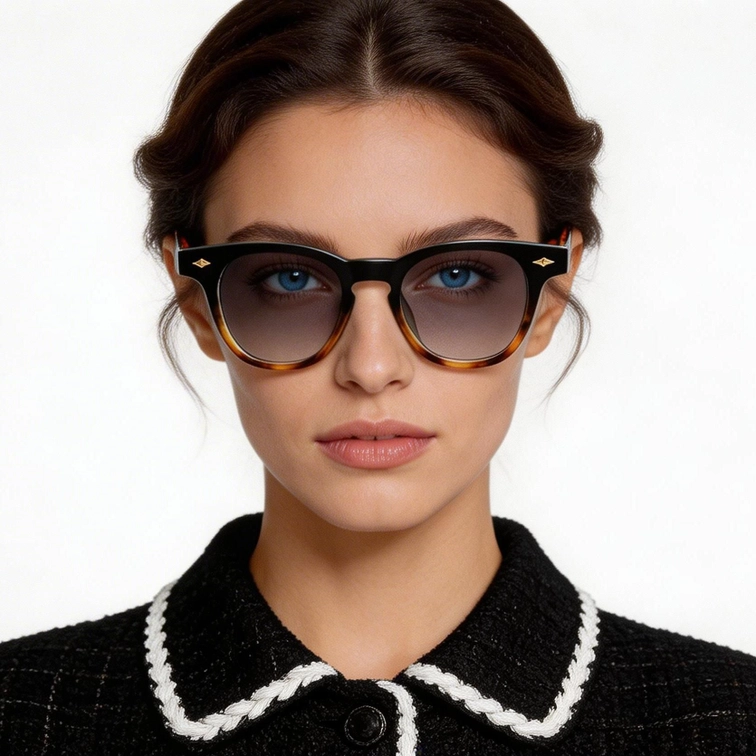 Gafas de sol ovaladas de plástico con diseño de carey n.° BS2503-0342
