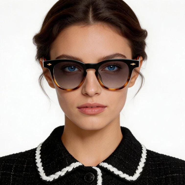 Gafas de sol ovaladas de plástico con diseño de carey n.° BS2503-0342