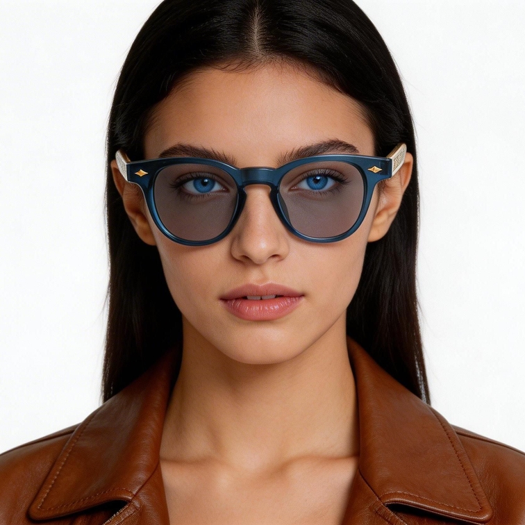 Oval Blue Plastic Sunglasses #BS2503-0343